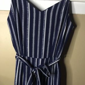 Navy and White Striped Romper